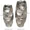 Silver Aluminum Geometric Open Framed Vase Set with Circular Plates